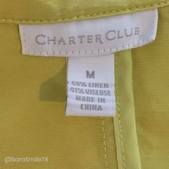 CHARTER CLUB Shiny Lime Green Linen Spring Jacket - Picture 11 of 12